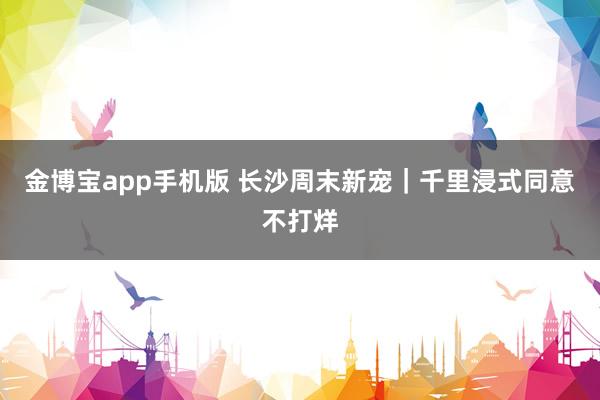 金博宝app手机版 长沙周末新宠｜千里浸式同意不打烊
