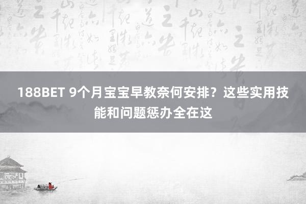 188BET 9个月宝宝早教奈何安排？这些实用技能和问题惩办全在这
