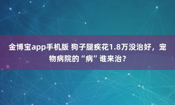 金博宝app手机版 狗子腿疾花1.8万没治好，宠物病院的“病”谁来治？