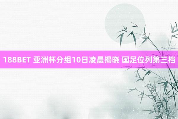 188BET 亚洲杯分组10日凌晨揭晓 国足位列第三档
