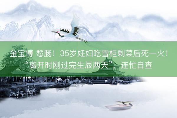 金宝博 愁肠！35岁妊妇吃雪柜剩菜后死一火！“离开时刚过完生辰两天”，连忙自查